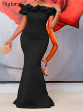 Plus Size Summer Sleeveless Dress Women Ruffle Pleated Off Shoulder Elegant Modis Ladies Dresses Slim Bodycon Ruffle Woman Dress