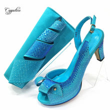 Coffee Women Shoes And Bag Set  African Ladies High Heel Sandals Match With Handbag Pumps Clutch Nigerian Sandales Femmes CR813