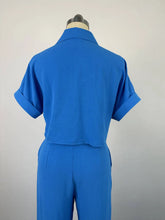 Casual Women's Solid Two Piece Sets Spring Summer Turn-down Neck Short Sleeve Loose Top & Wide Leg Pants Set Streetwear Outfits