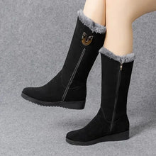Warm High Fur Boots Women Winter Chunky Mid-calf Boots