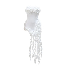 Women Strapless Ruffles Tassel Splicing Irregular Birthday Bodycon Midi Maxi Dress 2025 Even Sexy Party Dresses Vestidos