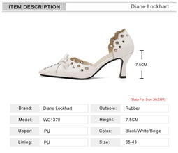 Summer Women Rivet Air Holes High Heel Sandals Commuter Design Pumps Cute Bow Heels Lady Fetish Sweet Wedding Pointy Shoes