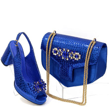 Italian Rhinestone Decoration Women's Shoes And Bag Set