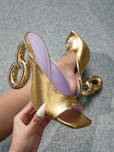 Women's High Heel Sandals Metal Shaped Heel Fashion Banquet Women Shoes Party Sexy Wedding Shoes Zapatos De Mujer