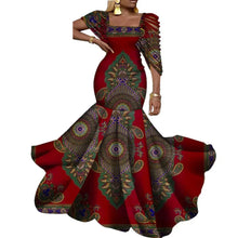 African Dresses for Women Wedding Party Elegant Lady Wax Print Plus Size Long Clothing Vestido KG920