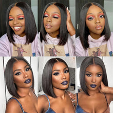 14Inch Short Straight Bob Wig Human 13x4 Lace Transparent 210% Frontal Hair Bob Wig PrePlucked Lace Front Human Hair Wigs