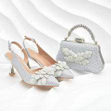 New Arrival Party Shoe and Bag Set for Women Italy Full Diamonds High Heels Luxury Woman Pumps Matching Italian Shoe and Bag Set