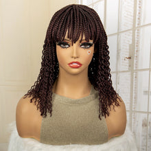 Full Machine Made Wigs Synthetic Braided Wig 14 Inches Bob Braiding Wigs Short Curly Knotless Box Braids Wigs for Black Women