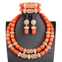 Fabulous Artificial Coral Wedding African Beads Jewelry  Luxury Bride Costume Statement Necklace Jewelry