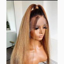 Yaki 26 inch 180Density Soft Long Ombre Blonde Kinky Straight Lace Front Wig For Women With BabyHair Preplucked Natural Hairline