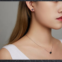 WOSTU Classic 100% 925 Sterling Silver Devil Heart Ear Studs Earrings Exquisite Black Zircon Earrings Fine Anniversary Jewelry