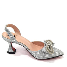 Women's Rhinestone Bow Side Italian Party Shoes And Bags Set