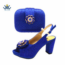 2022 Sweet  Special Design Women Crystal Style African Ladies Party Shoes Matching Bag in Magenta Color