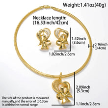 2pcs Set Copper Necklace Ear Stud Dubai Wedding Bride Hollow Pendant Necklace Earrings Women Party Jewelry Accessory Gifts