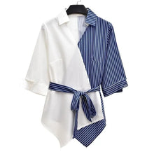 Fashion plus Size Women's Summer Casual Set Patchwork Fake Two-Piece Shirt Slimming with Pants Two-Piece Set Skirt Ensemble