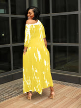 2024 summer women's long skirt slit skirt wide neck tie-dye medium stretch plus size dress