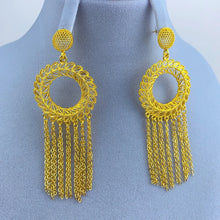 XUHUANG Nigerian Bridal Wedding Earrings With Round Shape Tassels African Dubai Plated Long Earrings Party Pendant Jewelry Gift