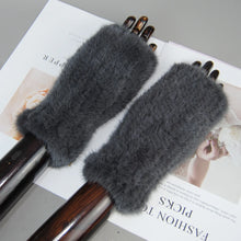 2025 New Brand Style Top Quality Women's 100% Winter Warm Real Mink Fur Knitted Half Finger Gloves Girls Typing Mittens