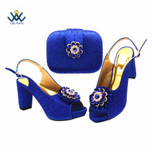2022 Sweet  Special Design Women Crystal Style African Ladies Party Shoes Matching Bag in Magenta Color