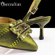 Nigeria Elegant Noble Party Wedding Shoes And Bag Pointed Toe Decorated With Rhinestone Women's Heel Shoes