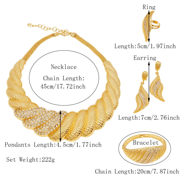 Dubai Gold Plated Jewelry Sets For Women Surround Big Necklace Plate 24K Original For Wedding Banquet Parties Luxurious Jewelry