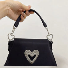 Fashion Heart Rhinestone Women Handbags Luxury Satin Evening Bags for Women Diamonds Designer Shoulder Bag Silk Wedding Clutch