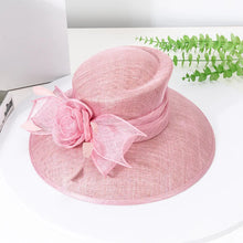 Luxury Blue Sinamay Church Hat For Women Elegant Feather Wedding Bridal Bowler Hats Cocktail Party Derby Cap Chapeau Femme