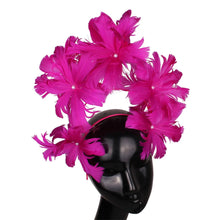 Elegant Women Wedding Hair Fascinator Accessories Headband Bridal Party Show Headwear Fancy Blue Feather Flower Hair Accessories