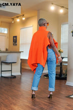 CM.YAYA Elegant Women Winter 2025 Streetwear One Long Sleeve Asymmetrical Turtleneck INS Pullovers Sweater Casual Tops