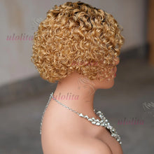 Ombre Blonde T1B27Pixie Cut Short Curly Bob Side Part Non Lace Front 100% Brazilian Human Hair Wigs