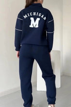 Autumn Winter New Fashion Letter Print Sweatshirt Set Casual Zipper Half Open Collar Long-sleeve Top + Sweatpants Two-piece Suit