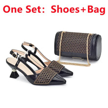 New Arrival Women Italian Shoes and Matching Bags Sets Decorated with Rhinestone Fashion Party Shoes and Bag Match for Women