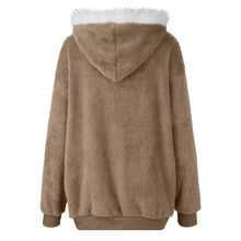 Women's Winter Fashionable Hooded Fleece Solid Color Jacket