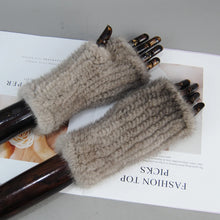 2025 New Brand Style Top Quality Women's 100% Winter Warm Real Mink Fur Knitted Half Finger Gloves Girls Typing Mittens
