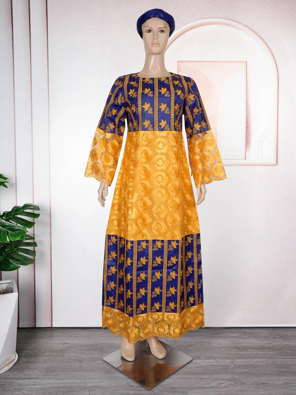 H&D African Dresses For Women Bazin Riche Tradition Embroidery Dress Wedding Robe Clothes Party Gowns Skirt 2024