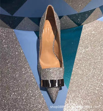 2022 Women Party Bridal Wedding Shoes Luxury Pumps Metal Plate Glitter High Heels Ladies Stiletto Dress Pointed Toe Bombas Mujer