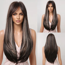 Long Black Green Mix Cospaly Wig Synthetic Hair High Quality Wig for Women Party Daily Use Heat Resistant Straight Natural Wigs