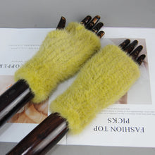 2025 New Brand Style Top Quality Women's 100% Winter Warm Real Mink Fur Knitted Half Finger Gloves Girls Typing Mittens
