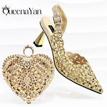 QSGFC New Shoes and Bags Matching Set 2024 Nigerian Women Heel Party for Women Fuchsia Colour Italian Design Wedding INS Design