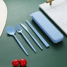 Tableware Spoon Fork Chopsticks Knife Cutlery with Box for Children Adult Travel Portable Wheat Straw Tableware