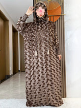 High Quality Velvet Fabric 2025 Ramadan Muslim Lady's Abaya Two-Hats Dubai Turkey Style Islamic Prayer Clothing Kaftan Dress