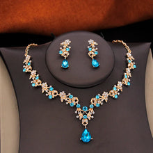 3 Pcs Princess Wedding Crown Jewelry Sets and Tiaras Green Pink Bride Necklace Earrings Set Girls Prom Birthday Accessory