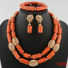Latest Coral Jewelry Sets Nigerian Dubai Orange Necklace Sets of Beads African Bridal Jewelry Sets