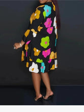 Autumn Women's New Loose Fashionable Printed Long Sleeved Sexy V-neck Single Breasted Shirt Big Swing Half Body Jumpsuit