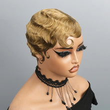 Finger Wave Pixie Human Hair Wigs For Women 180% Density