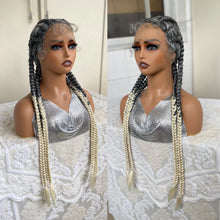 Synthetic Lace Front Wig Braided Wigs With Baby Hair 32 Inches 4 Twist Cornrow Braids Cosplay DIY Wig Synthetic Crochet Braids