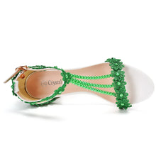 Plus Size 34-43 Shoes for Women Summer Lace Flower Sandals Peep Toe Fashion String Bead High Heel Party Wedding Evening Shoes