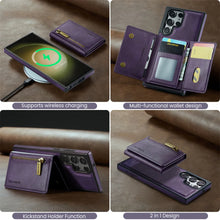 DG.Ming RFID Blocking Retro Flip Leather Case For Samsung Galaxy S25 S24 S22 S23 Ultra S24 FE Wallet Magnetic Cover Detachable