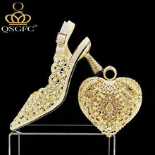 QSGFC New Shoes and Bags Matching Set 2024 Nigerian Women Heel Party for Women Fuchsia Colour Italian Design Wedding INS Design