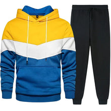 Men's Daily Casual Tricolour Hooded Sweatshirt And Pant